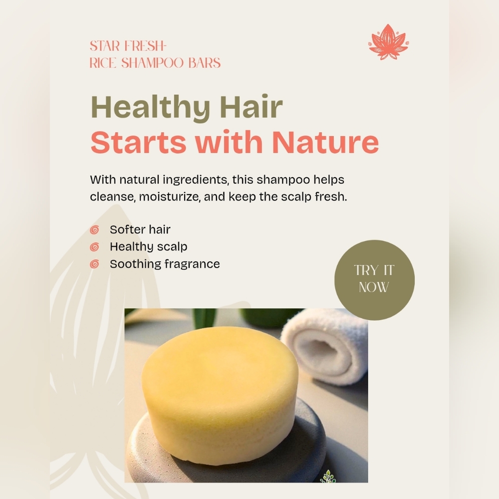 (1) BUY NOW 4 oz Handmade Rice Shampoo Bar - Picture 3 of 4